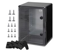BOXEXPERT Custodia in plastica ABS, IP65, custodia a parete, custodia vuota, 400x300x220mm, nero, trasparente, custodia serie Fleet