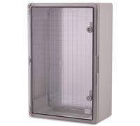 BOXEXPERT Custodia in plastica ABS, IP65, custodia a parete, custodia vuota, 600x400x200 mm, grigio, trasparente, custodia serie Fleet