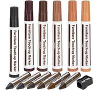 Boxgear Set di pennarelli e pastelli a cera per ritocco mobili 13 pezzi con temperino per macchie graffi pavimenti tavoli scrivanie e oggetti in legno per ritocchi e riparazioni di modanature