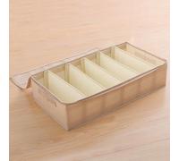 Boxiatil Contenitore Sottoletto Pieghevole, Portascarpe Sottoletto, Custodia Sottoletto Contenitori per Scarpe, 6 Scomparti Organizer, Contenitore per Vestiti, Cartone di cotone e lino,Cachi