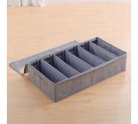 Boxiatil Contenitore Sottoletto Pieghevole, Portascarpe Sottoletto, Custodia Sottoletto Contenitori per Scarpe, 6 Scomparti Organizer, Contenitore per Vestiti,Cartone di cotone e tela,Grigio