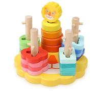 Boxiki kids Giocattoli Montessori impilabili in legno Impilatore selezionatore di forme colorate. Giocattoli in legno per bambini Puzzle per 1 2 3 anni Ragazzi e ragazze (Leone) …