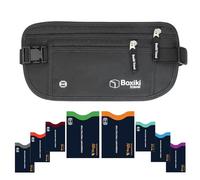 Boxiki Travel Marsupio Portasoldi Nero 8 Buste RFID Blu Navy (6 Buste per Carte di Credito + 2 Buste per Passaporto)