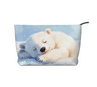 BOXILTD Beauty case con due fiori - morbida borsa da viaggio per il trucco, custodia compatta con chiusura a cerniera, ideale per oggetti essenziali, L'orso polare sta dormendo, Taglia unica