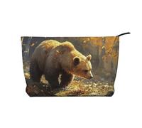BOXILTD Beauty case con graffiti sulla parete, morbida borsa da viaggio, custodia compatta con chiusura a cerniera, ideale per gli oggetti essenziali, Foraggiamento degli orsi bruni, Taglia unica