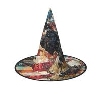 BOXILTD goshawk - Cappello da strega da donna, nero e rosa, per Halloween, per feste, costumi, giochi di ruolo, cappello magico da mago