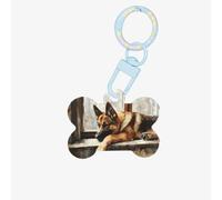 BOXILTD Medaglietta per animali a forma di osso con stampa di pastore | Trasforma il dolce ritratto del tuo animale domestico in un simpatico accessorio per collari, porta immagini gioiose