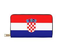 BOXILTD Portafoglio in pelle con bandiere Saarland per uomini e donne, portafoglio lungo con cerniera, grande capacità porta carte di credito da viaggio, Bandiera della Repubblica di Croazia, One Size