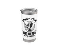 Boxing Fighter Muay Thai Potenza e Controllo Bicchiere termico in acciaio inox doppia parete