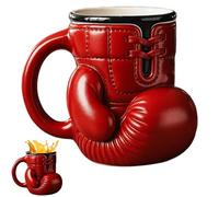 Boxing Glove Mug - Drink Like a Fighter, Funny Coffee Cupss, 12oz 3D Red Gloves Shaped Sports Tea Cup, Coffee & Tea Cup Handmade Gift for Boxers and Trainers
