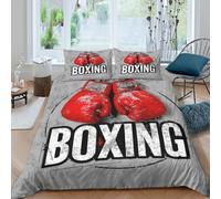 boxing-glovesSet Di Copripiumino morbida 3 pezzi motivo 3D con cerniera sports-action-style copripiumino con federa traspirante ultra morbido e traspirante for bambini adulti ragazzi King（220x240cm）