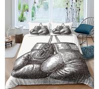 boxing_glovesSet Di Copripiumino morbida 3 Pezzi stampa 3D con cerniera vintage_style_art copripiumino incluso federe aiosa ultra morbido e traspirante for bambini adulti ragazzi Single（140x200cm）