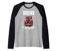 Boxing is My Therapy guantoni da Boxe, Boxer, Combattimento, Sport, Combattimento Maglia con Maniche Raglan