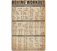Boxing Knowledge Targa in metallo in metallo Guida agli esercizi di allenamento di boxe vintage Poster retrò Targa per arti marziali Home Bar Cafe Club School Decorazione della parete di casa 8x12 pol