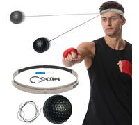 Boxing Reflex Ball Headband Set - Precision Punching Trainer, Speed-Reaction Coordination Tool, Adjustable Elastic Boxing Ball Gear, Lightweight Impact-Absorbing Training Accessory, Suitable for Men W