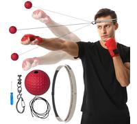 Boxing Reflex Ball Headband Set - Precision Punching Trainer, Speed-Reaction Coordination Tool, Adjustable Elastic Boxing Ball Gear, Lightweight Impact-Absorbing Training Accessory, Suitable for Men W