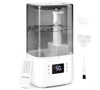 BOXING Umidificatore per camera da letto, 6 litri, nebbia calda e fredda, umidificatore per grandi stanze con telecomando, modalità automatica, perfetto per neonati e piante, riempimento