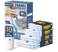 BoxLegend 10 Sacchetti per Viaggi Sotto Vuoto per Abiti con Pompa USB 1200mAh Impermeabili Riutilizzabili 2S+2XS+3XXS+3XXXS Sacchetti Trasparenti per Abiti per Valigie Risparmia fino al 70% di Spazio