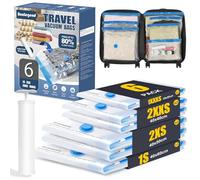 BoxLegend 6 Pezzi Sacchetti sottovuoto per Viaggi per Abiti - Spessi e Impermeabili, Adatti a Valigie e Zaini, con Pompa Manuale, Risparmia Spazio nella Valigia 1*40x60+ 2*40x50+ 2*40x40+ 1*35x50cm