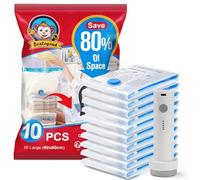 BoxLegend Sacchetti Sottovuoto Vestiti 10 Pezzi 80x60cm Sacco Sottovuoto Buste Sottovuoto Salvaspazio per Abbigliamento Piumini Biancheria da letto Peluche Giocattoli Cuscino Coperte 1 Pompa USB