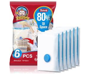 BoxLegend Sacchetti Sottovuoto Vestiti 6 Pezzi, Sacco Sottovuoto Buste Sottovuoto Salvaspazio per Abbigliamento Piumini Biancheria da letto Peluche Giocattoli Cuscino Coperte di lana Trapunta