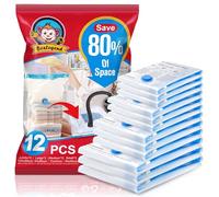 BoxLegend Sacchetti Sottovuoto Vestiti con Pompa Elettrica USB 12 Pezzi Tipo Spesso 3XL*100x80+ 3L*80x60+ 3M*70x50+ 3S*60x40cm Riutilizzabili per Contenere Coperte Vestiti Lenzuola Piumoni Cuscini