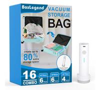 Boxlegend Sacchetti Sottovuoto Vestiti Viaggio Con Pompa Elettrica, 16 Pezzi (6 X 40 X 50 Cm, 6 X 40 X 60 Cm, 4 X 50 X 70 Cm), Buste Sottovuoto Vestiti Da Viaggio Per Valigia Organizer