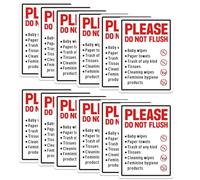 BOXOB 12pz Adesivi Non Gettare lo Sciacquone, 13x18cm Autoadesivo Adesivo per WC Non Tirare lo Sciacquone Impermeabile Cartello di Galateo il Bagno per Adesivi Promemoria Bagni Pubblici
