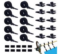 BOXOB 18pz Kit di Attacco Avvolgitelo Copri Piscina Solare, Include 6 Cinghie Copertura Solare con Ganci 6 Clip Copri Piscina & 6 Chiusure Strappo Universale Accessori Piscine Interrate