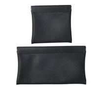 BOXOB 2 borse cosmetiche in pelle PU per donne, grandi e piccole, impermeabili, a compressione, motivo litchi, mini organizer da viaggio per rossetto, gioielli, auricolari, Phantom Night Nero, moderno