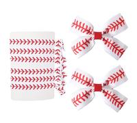 BOXOB 2 Pezzi Fermaglio per Capelli con Fiocco da Baseball con 6 Pezzi Elastici per Capelli, Fiocchi Rossi e Bianchi da Softball Fermagli Softball Accessori Donna Bambinee Ragazze