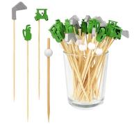 BOXOB 200pz Stuzzicadenti Cocktail, 4 Stili in Legno Mescolatori Bevande da Golf Decorativi Spiedini da Martini Squisiti Stuzzicadenti per Cocktail e Antipasti per Decorazioni e Forniture Feste