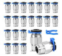 BOXOB 20pz Raccordi Pneumatici PC4-M10, Spingere per Connettersi Maschio Dritto Giunto Tubo PTFE Bowden Accessori Stampanti 3D per Sistemi Pneumatici & Estrusione a Lunga Distanza
