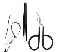 BOXOB 2pz Strumento per Aprire Le Fascette, Pinzette e Forbici in Acciaio Inossidabile Nero Strumento Rimuovere Le Fascette Taglierini Riutilizzabili per Nastri con Cerniera in Nylon o Plastica