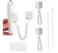 BOXOB 2pz Supporti Magnetici per Telecomandi con Cavi Molla Fissaggio Muro Sicuro per Telecomandi TV con Adesivo Molla Estensibile Piccoli Oggetti (Bianco)