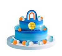 BOXOB 32pz Topper per Torta Arcobaleno Blu, Topper per Torta di Buon Compleanno a Tema Cane Blu Include Palline di Torta Colorate Decorazioni Cupcake Baby Shower Compleanno