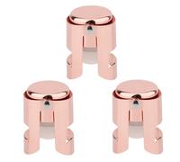 BOXOB 3pz Tappi per Champagne, in Acciaio Inox e Silicone a Prova di Perdite Mantengono Freschesigillanti Champagne Salva Vino Tappo Bottiglia Riutilizzabile per Cava Prosecco e Spumante (Oro Rosa)