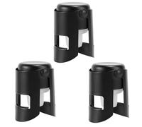 BOXOB 3pz Tappi per Champagne, in Acciaio Inox e Silicone a Prova di Perdite Mantengono Freschesigillanti Champagne Salva Vino Tappo Bottiglia Riutilizzabile per Cava Prosecco e Spumante (Nero)