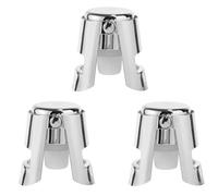 BOXOB 3pz Tappi per Champagne, in Acciaio Inox e Silicone a Prova di Perdite Mantengono Freschesigillanti Champagne Salva Vino Tappo Bottiglia Riutilizzabile per Cava Prosecco e Spumante (Argento)
