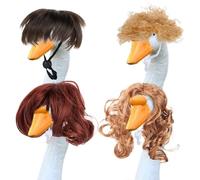 BOXOB 4pz Parrucche Carine Oca da Veranda, Statua di Oca Prato Parrucca con Treccia Costume Decorazione per Esterni Giardino Patio Cortile Decorazione Forma (4 Stili)