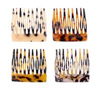 BOXOB 4pz Pettine Francese per Capelli, Piccoli Pettini Laterali per Capelli Francese con Stampa Leopardata Fermaglio Decorativo Chignon Accessori Acconciature Ragazze e Donne (4 Stili)