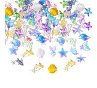 BOXOB 50 Pezzi Charm Unghie Estate Oceano, Charm Unghie 3D in Resina Stella Marina con Rhinestones Spiaggia Decorazione Tema Serie Oceano per Ornamenti Manicure Donna