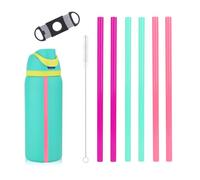 BOXOB 6pz Cannucce di Ricambio con Scala per Owala FreeSip Bottiglie d'Acqua 14/16/19/24/32/40 Once, Colorate Plastica Cannucce Bicchiere con Spazzola per la Pulizia e Strumento da Taglio