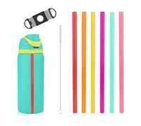 BOXOB 6pz Cannucce di Ricambio per Owala FreeSip Bottiglie d'Acqua 14/16/19/24/32/40 Once, Riutilizzabili Cannucce di Plastica con Bilancia Spazzola Pulizia e Strumento da Taglio