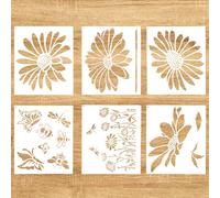 BOXOB 6pz Grandi Stencil Fiori per Pittura, Modelli Floreali Jumbo 30x35cm Stencil Riutilizzabili Margherita Fiori Selvatici Insetti Farfalla per Recinzioni in Legno Muri da Giardino Mobili Tessuti
