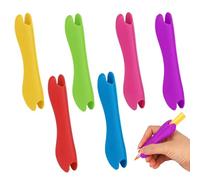 BOXOB 6pz Impugnature per Matite, Supporti Impugnatura Penna in Silicone Design Ergonomico a Doppia Testa per Bambini e Adulti la Scrittura a Mano Uso con Mano Destra o Sinistra (6 Colori)