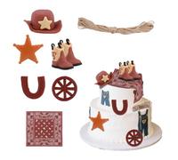 BOXOB 8 Pz Decorazioni per Torte da Cowboy, Cappello Stivale Pentagramma Decorazioni Feste da Rodeo Western per Ragazzi Compleanno Baby Shower Festa a Tema Western