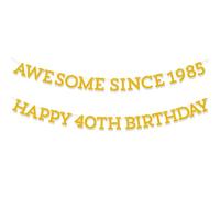 BOXOB Banner Awesome Since 1985, glitter Oro Decorazioni Compleanno 40 Anni Uomini e Donne Buon 40° Compleanno e Anniversario Decorazioni per Feste Forniture, Pre-Infilate
