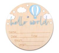 BOXOB Cartello per Annuncio Nascita, Cartello in Legno Hello World Neonati Annuncio Nascita Decorazione di Benvenuto Neonato per Cameretta in Ospedale Bambini e Bambine