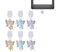 BOXOB Confezione 6 Ciondolo Antipolvere USB C, Farfalla Scintillante Copertura Antipolvere Tipo C 3 Colori Tappo Protezione per Porta Ricarica Compatibile con Kindle Rilasciato Dopo il 2021